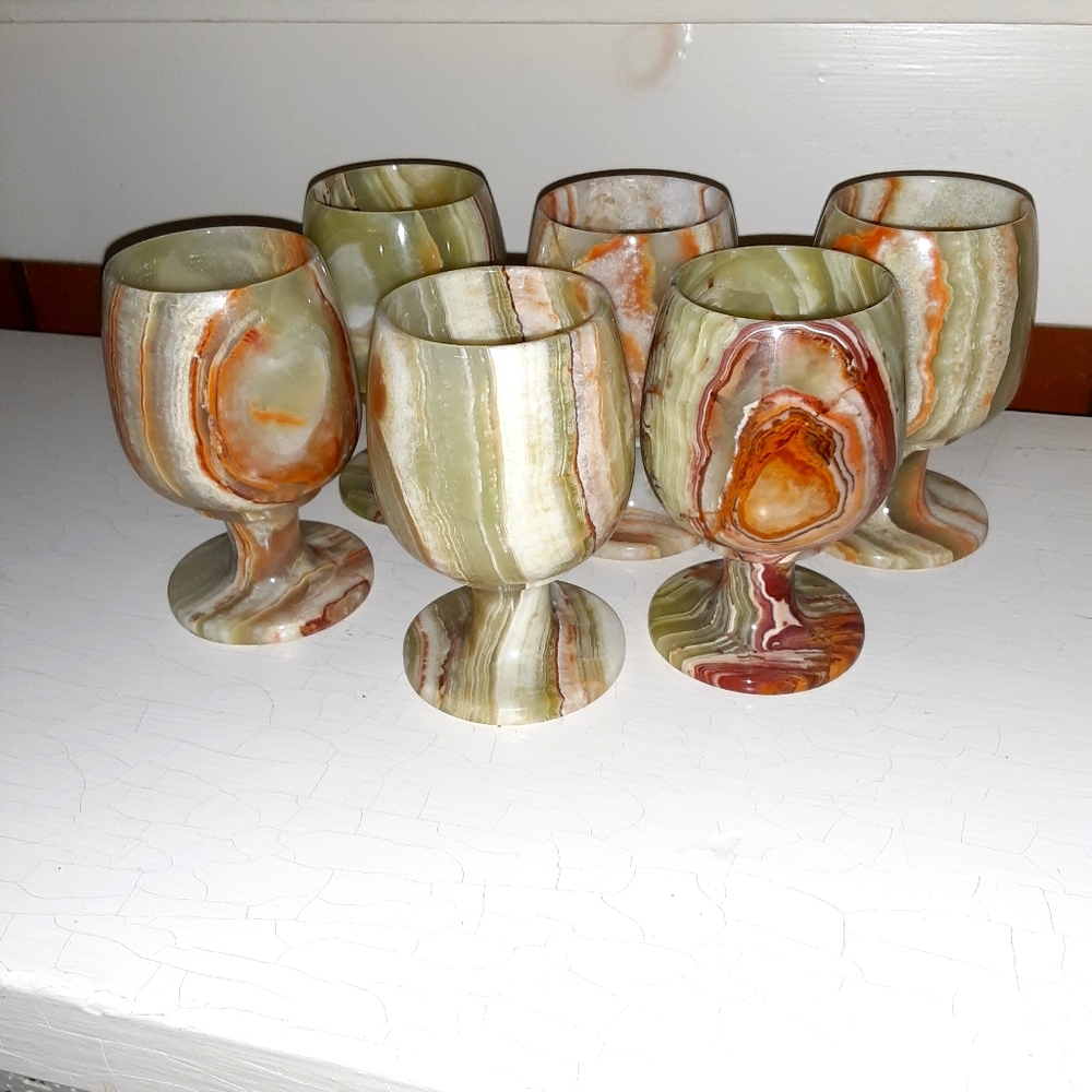 Set of 6 Onyx marble shot glasses